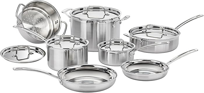 Cuisinart 12-Piece Cookware Set, MultiClad Pro Triple Ply Stainless Steel Cookware Set, Heat Surr... | Amazon (US)