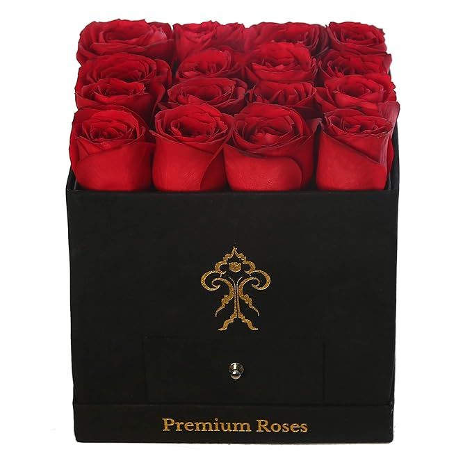 Premium Roses| Real Roses That Last a Year | Fresh Flowers| Roses in a Box (Black Box, Medium) | Amazon (US)