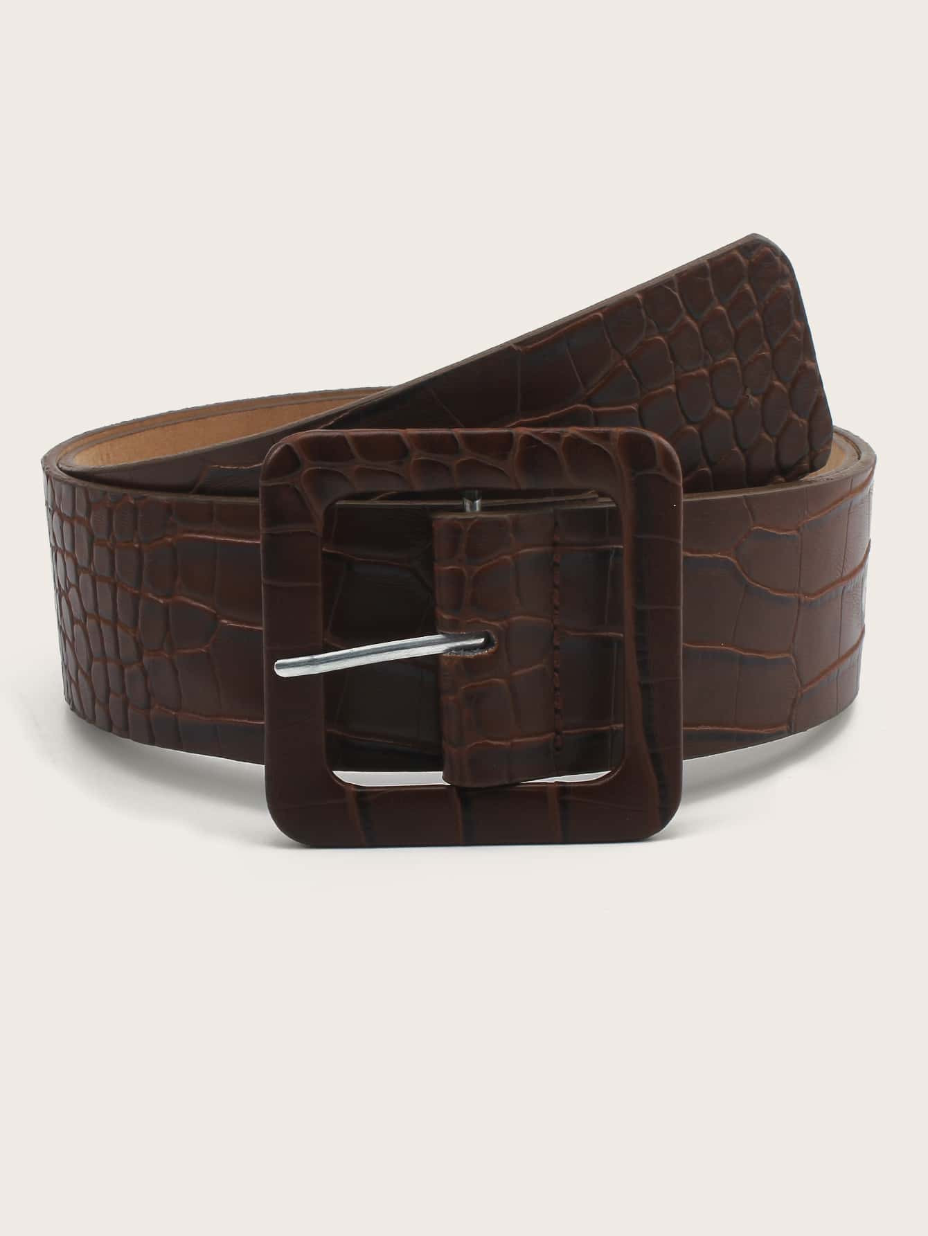 Croc Pattern Metal Buckle Belt | SHEIN