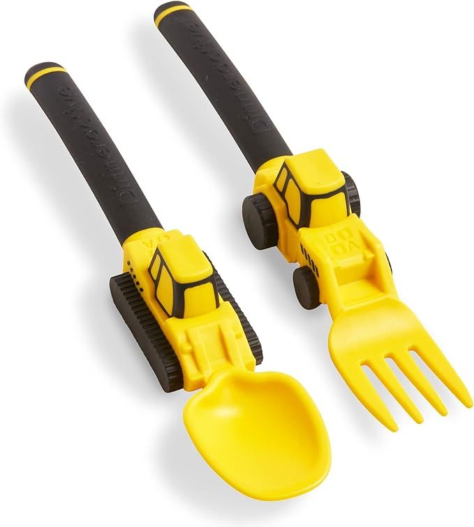 Amazon.com: Dinneractive Utensil Set for Kids – Construction Themed Fork and Spoon for Toddlers... | Amazon (US)