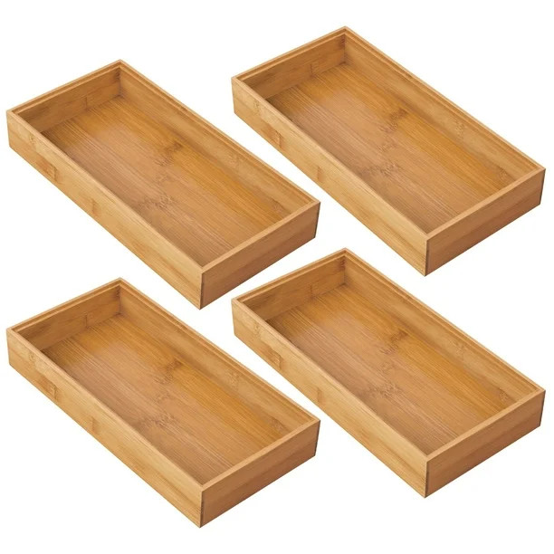 mDesign Bamboo Kitchen Cabinet Drawer Organizer Stackable Tray Bin - Eco-Friendly, Multipurpose -... | Walmart (US)