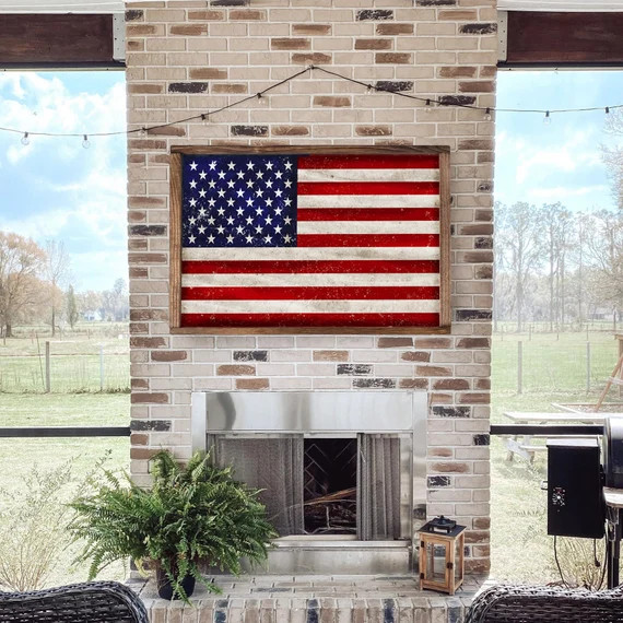 American Flag Sign  Patriotic Flag Wall Art  July 4th | Etsy | Etsy (US)