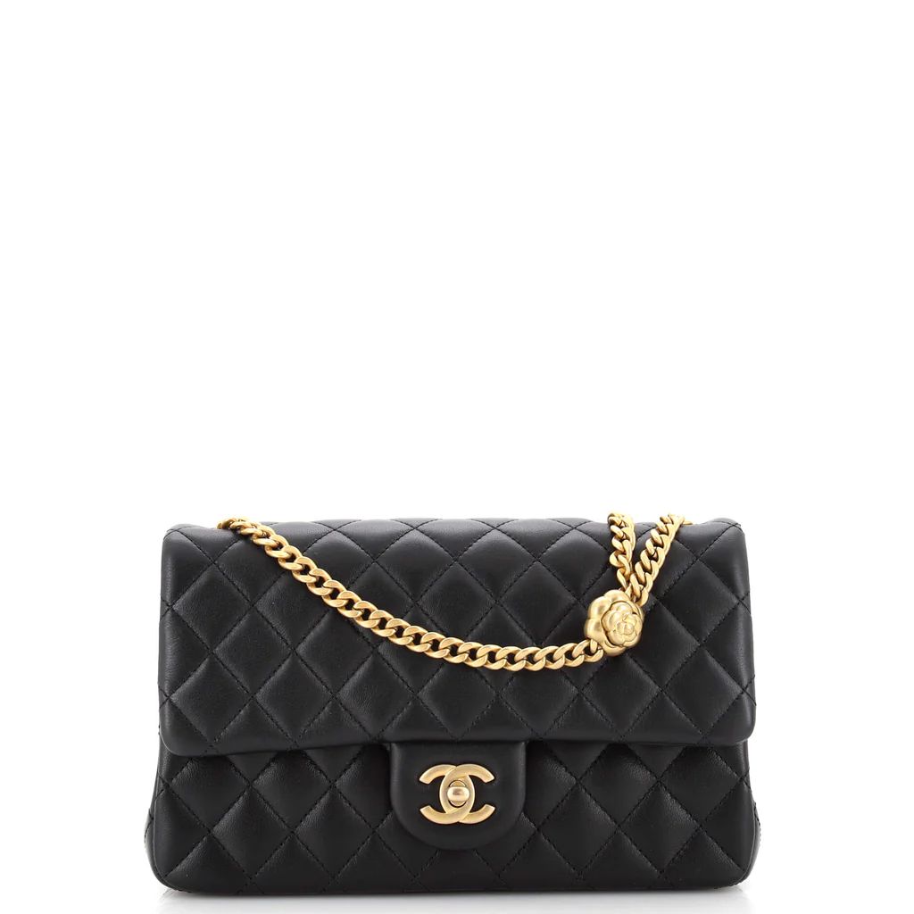 Sweet Camellia Adjustable Chain Flap Bag Quilted Lambskin Small | Rebag