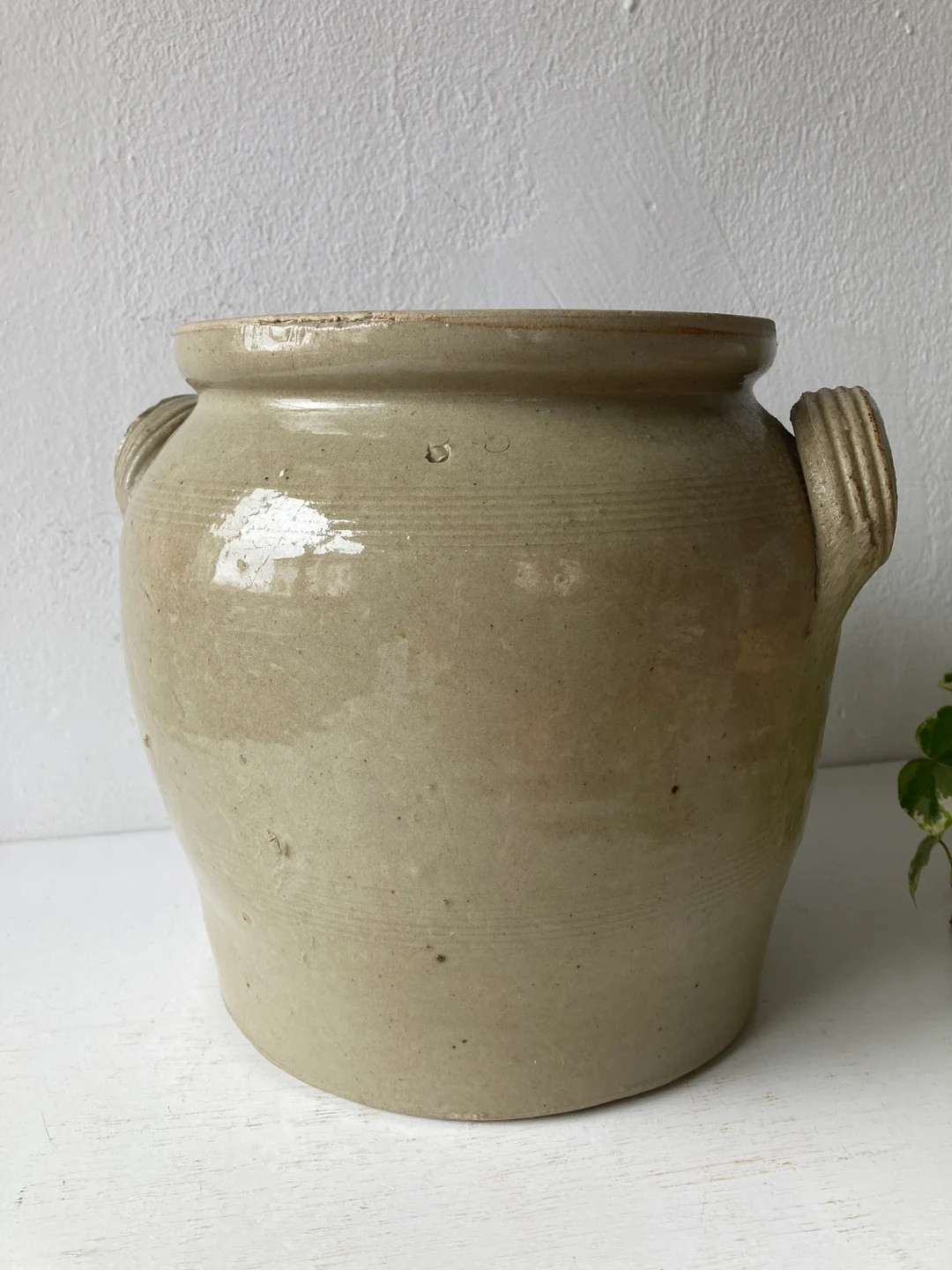 French Vintage Beige Grey Stoneware Confit Pot, Crockpot, Rustic Vase, Stoneware Pot for Utensils... | Etsy (US)