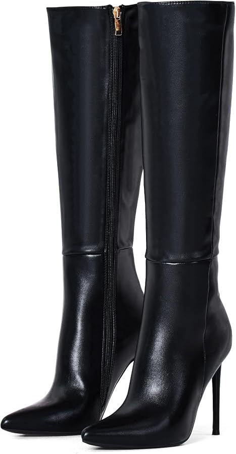 4 inch Women's Knee High Long Boots, Stiletto Tall Pointed Toe Heeled Boot Leather Suede Comforta... | Amazon (US)