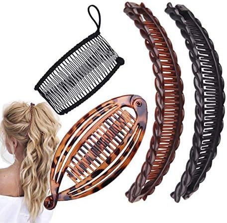 Amazon.com : Aaiffey 4pcs Banana Hair Clips Vintage Clincher Combs Tool for Thick Curly Hair Acce... | Amazon (US)