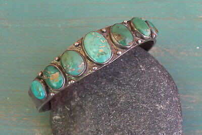 Wonderful Old Vintage Silver Stamped Indian Green Turquoise Row Cuff Bracelet   | eBay | eBay US