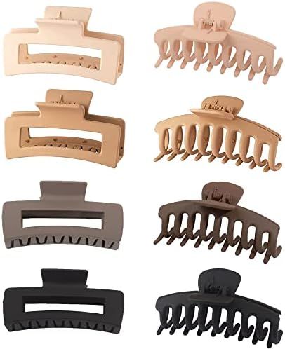 Large Hair Claw Clips Matte Banana Big Hair Clips for Thin Thick Hair,Strong Hold Jaw Clips 4 Squ... | Amazon (US)
