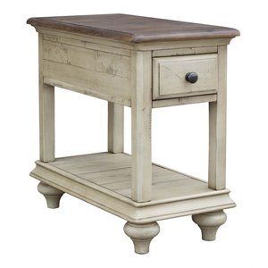 Sunset Trading Shades of Sand Narrow Wood End Table in Cream Puff/Walnut Brown | Homesquare