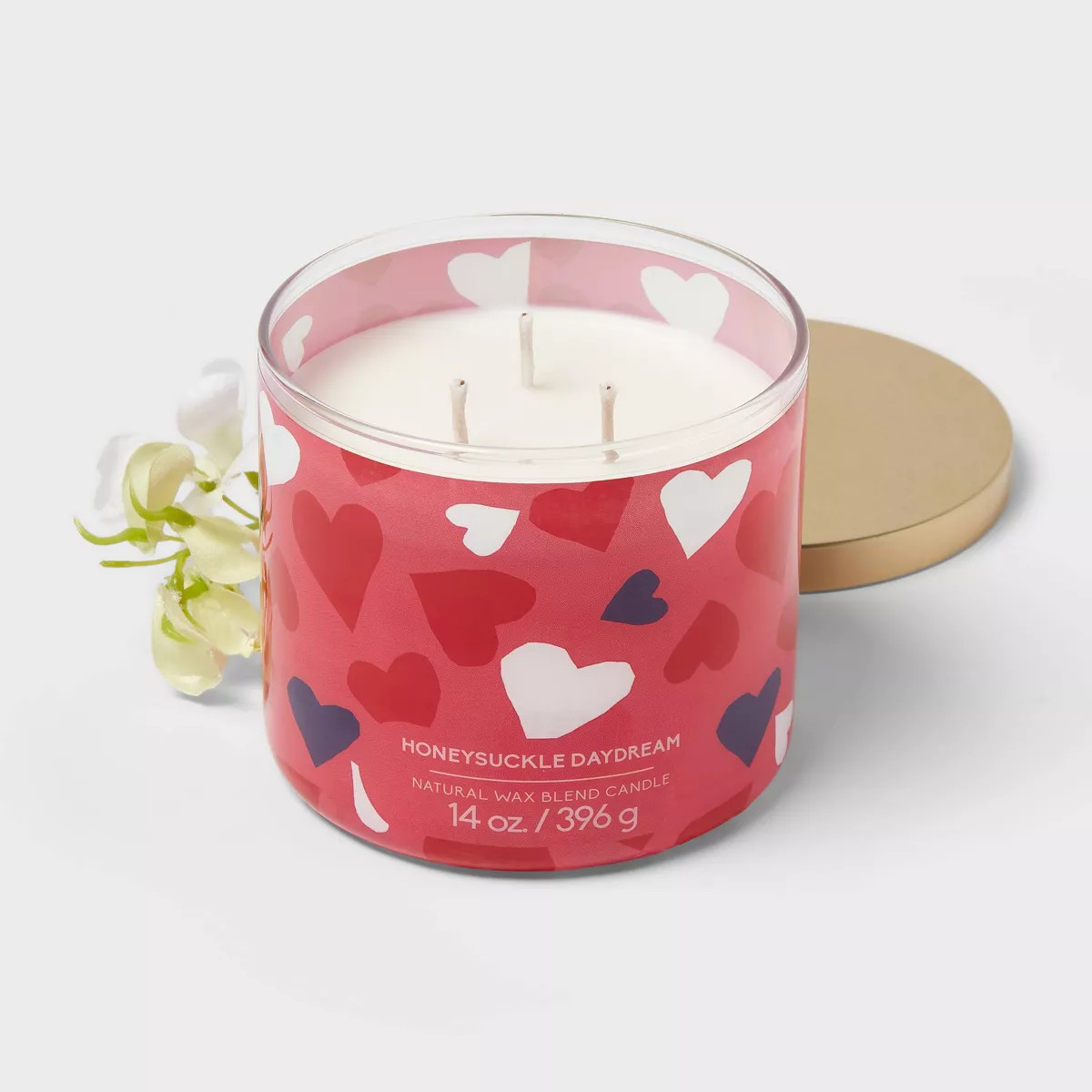 3-Wick Glass Jar Candle with Lid Honeysuckle Daydream 14oz - Room Essentials™ | Target