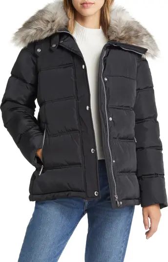 Sam Edelman Water Repellent Puffer Coat with Removable Faux Fur Collar | Nordstrom | Nordstrom