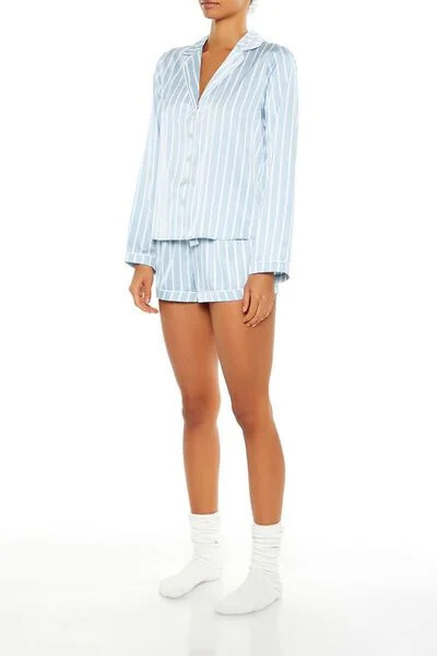 Striped Shirt & Shorts Pajama Set | Forever 21