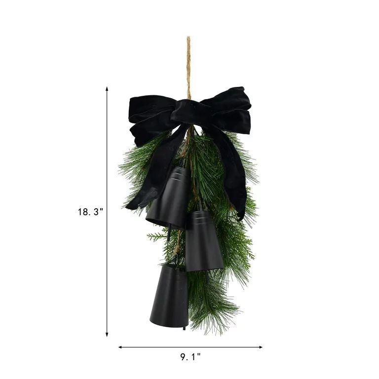 Iron Black Swag with Bells Hanging Decor, 18.5 in, by Holiday Time - Walmart.com | Walmart (US)
