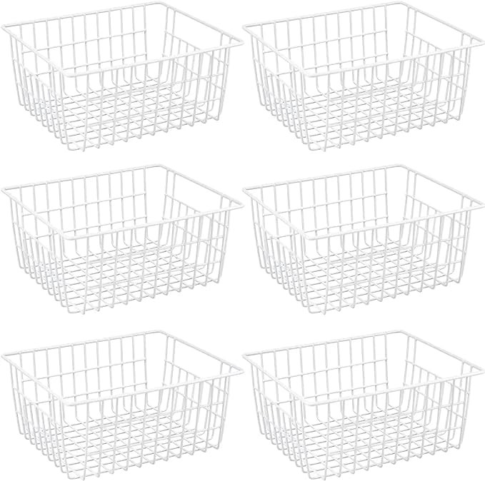 15.2" Metal Wire Baskets for Organizing 6 Pack, Household Pantry Storage Freezer Organizer Bins w... | Amazon (US)