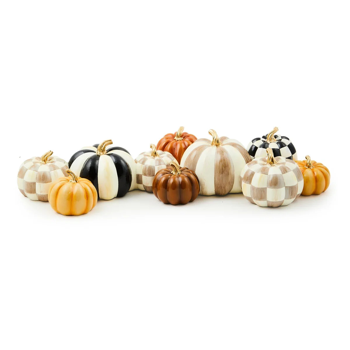 MacKenzie-Childs Autumnology Check And Stripe Pumpkin Cluster | Wayfair | Wayfair North America