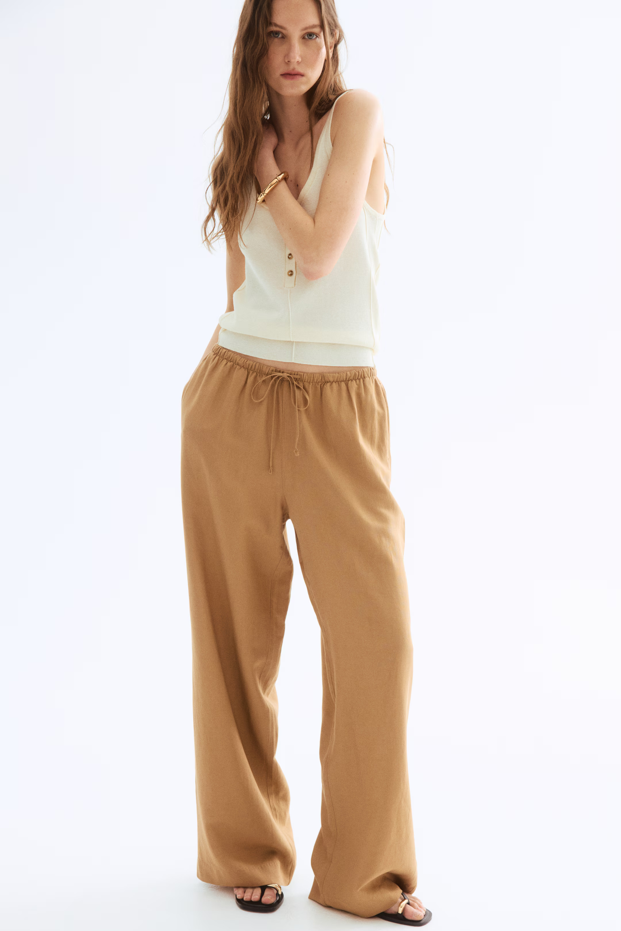 Straight linen-blend trousers | H&M (UK, MY, IN, SG, PH, TW, HK)
