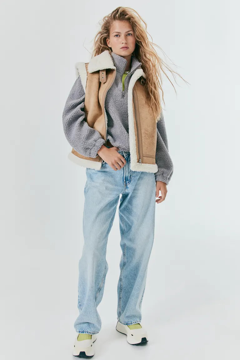 Teddy-fleece-lined Vest - Beige - Ladies | H&M US | H&M (US + CA)