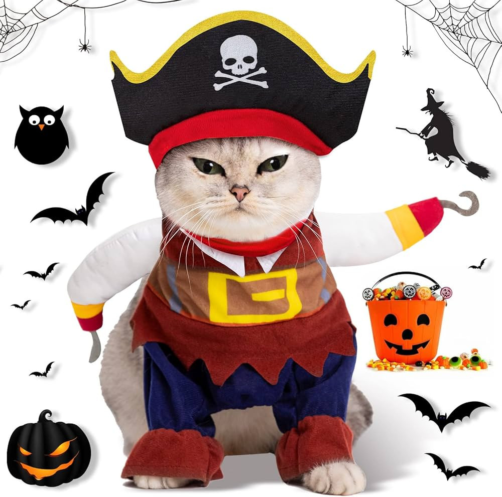 XinqiMon Cat Costume Pirate Pet Party Costume for Small to Medium Dogs Cats Kitty | Amazon (US)