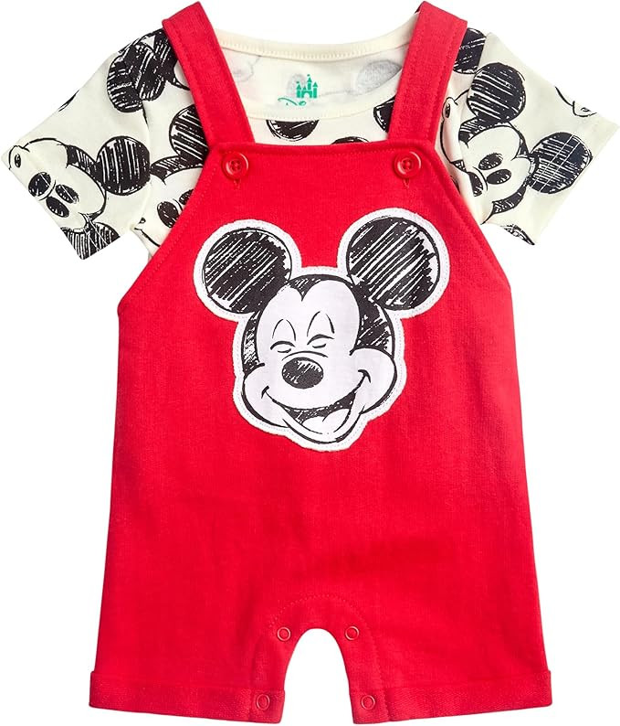 Disney Baby Boys Shorts Set - 2 Piece Spiderman Mickey Mouse Cars Winnie the Pooh Shortall Romper... | Amazon (US)