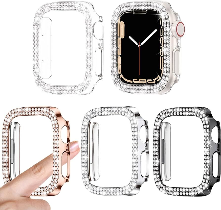 4 Pack Goton for Apple Watch Series 6 5 4 SE 44mm Bumper Bling Case, Women Glitter Diamond Rhines... | Amazon (US)