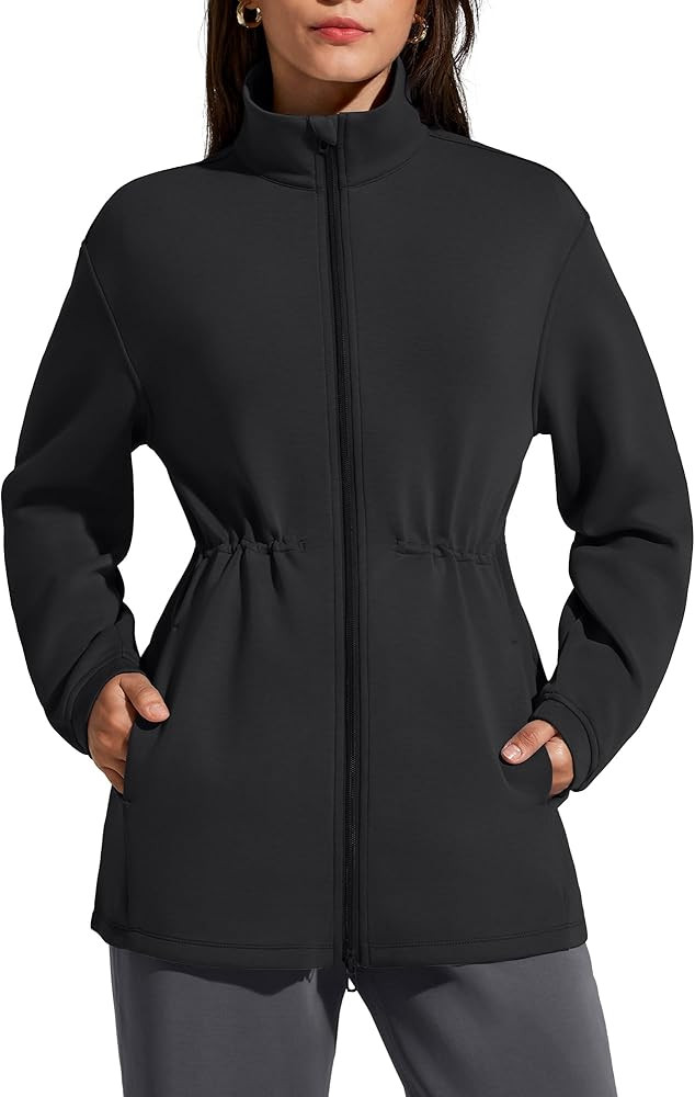 G4Free Smoofit Modal Soft Women's Zip Up Long Jackets Cinch Waist Casual Sweatshirts with Pockets | Amazon (US)