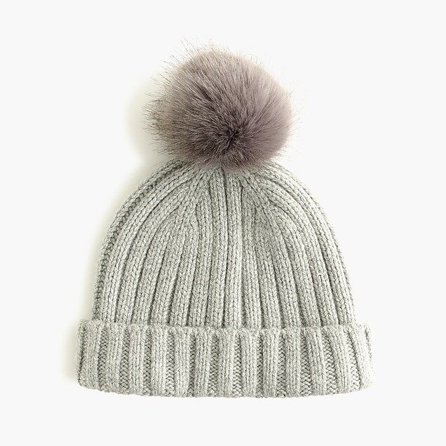 Ribbed beanie with faux-fur pom-pom | J.Crew US