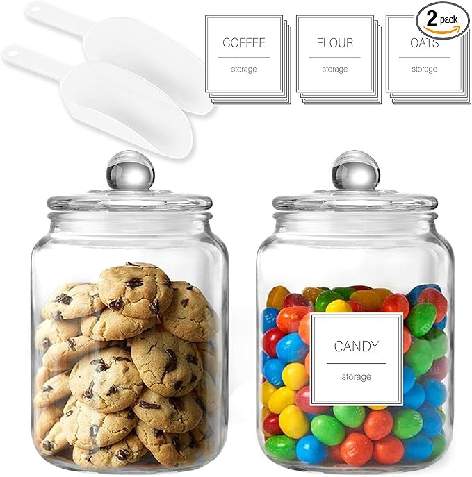 Half Gallon Large Glass Jars with Lids, Airtight Storage Clear Containers for Cookie, Candy, Flou... | Amazon (US)