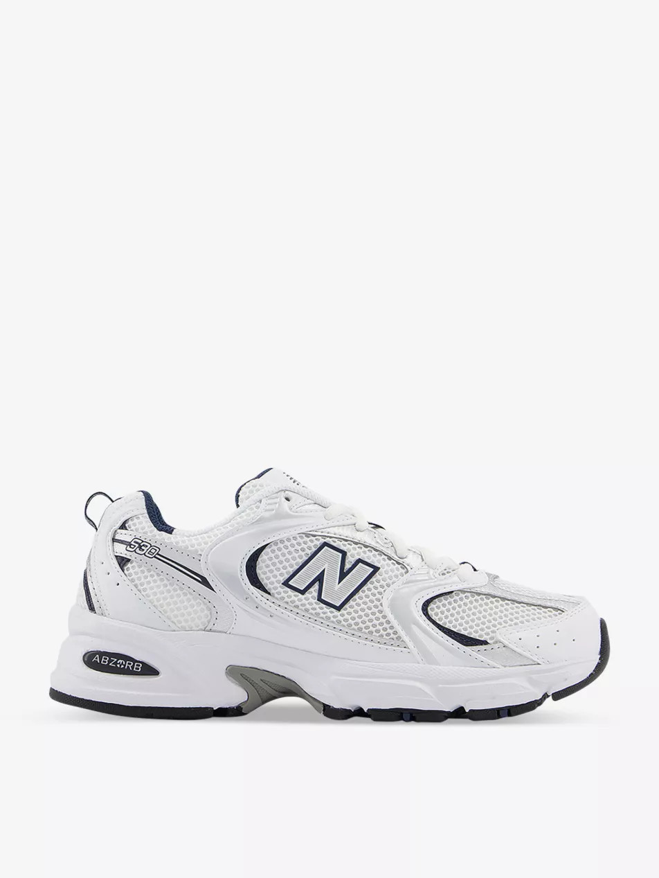 MR530 logo-embossed leather and mesh low-top trainers | Selfridges