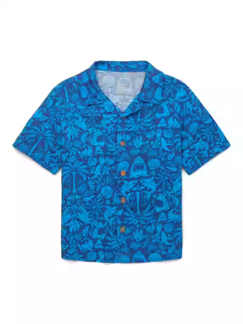 Wonder Nation Toddler Boys Print Button Up Shirt with Short Sleeves, Sizes 12M-5T - Walmart.com | Walmart (US)