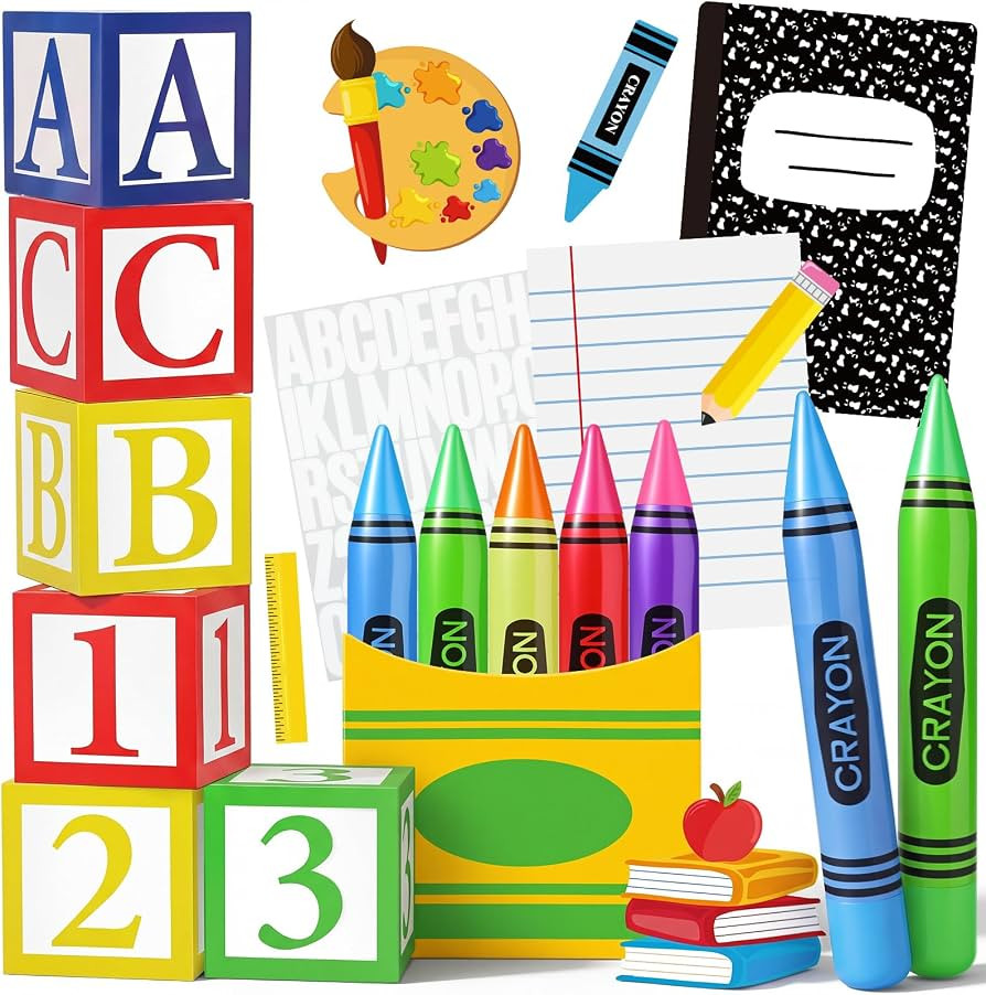 Dispowreath 22 Pcs Back to School Party Decorations Include Large Inflatable Crayons 123 ABC Alph... | Amazon (US)
