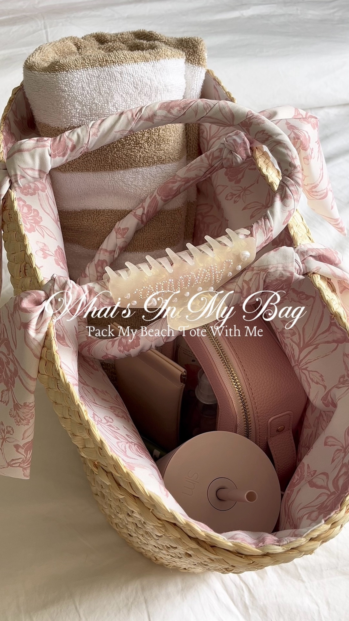Let’s get beach day ready together 🥥🌸🫧 all of the essentials in my beach tote bag 🎀

🎀 beach bag is @markandgraham sanderson ribbon wrapped beach tote in tattershall pink
@hawaiiantropic sunscreen
@loccitane shimmering oil with almond oil
@glowrecipe watermelon glow niacinamide dew face sunscreen stick 
@shopsimplemodern stainless steel classic tumbler 
@celine triomphe oval sunglasses in havana smoke 
@anthropologie mini hairbrush
@touchland hand sanitizer in rosewater
@loccitane amande hand & nail care
@kayali yum boujee marshmallow travel perfume
@summerfridays lip butter balm in birthday cake

#whatsinmybag #packwithme #whatsinmypurse #whatsinmybag #beachbag #beachtote #summeressentials #summeraesthetic #poolday #beachday #packingasmr #asmrsounds #pinterestaesthetic #ａｅｓｔｈｅｔｉｃ #justgirlythings #girlyessentials #girlygirl #pinkaesthetic 

[ what’s in my bag, what’s in my beach bag, beach tote bag, asmr pack with me, purse organization, what’s in my purse, girly purse essentials, summer essentials, beach day essentials, pool day essentials, pink Pilates princess aesthetic, summer aesthetic, just girly things ]

#LTKSwim #LTKItBag #LTKSummerEdit