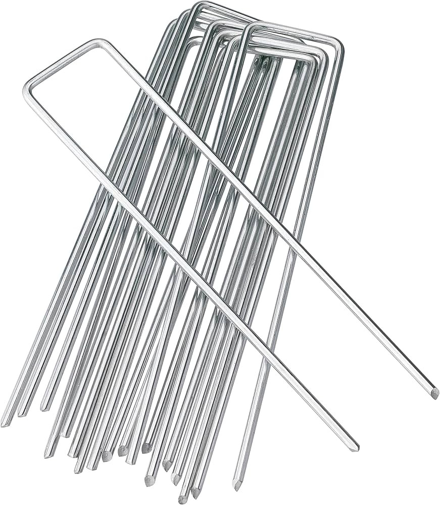 6 Inches Heavy Duty Galvanized Steel Garden Stakes Staples Securing Pegs for Securing Weed Fabric... | Amazon (US)