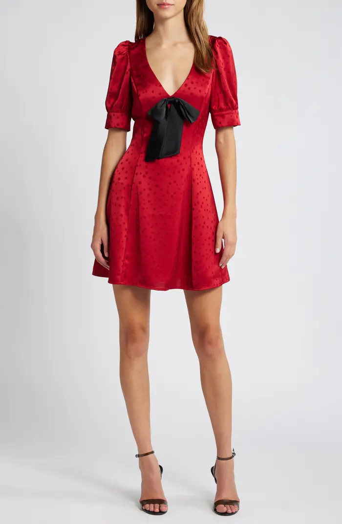 Charles Henry Dot Jacquard Satin Minidress | Nordstrom | Nordstrom