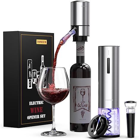 Electric Wine Opener Set, Tomeem Wine Gift Set with Rechargeable Wine Opener, Electric Wine Aerat... | Amazon (US)