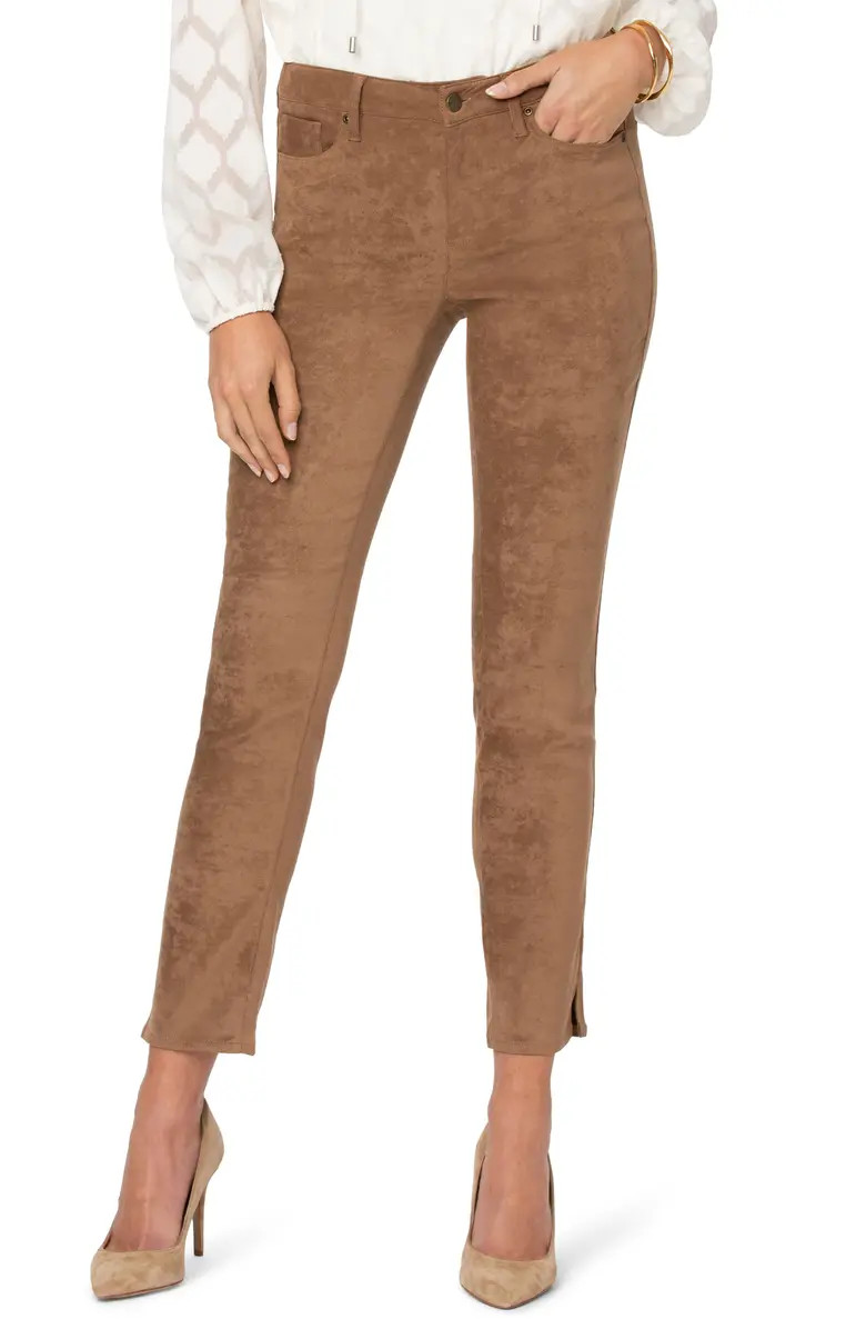 Alina Split Hem Faux Suede Ankle Skinny Jeans | Nordstrom