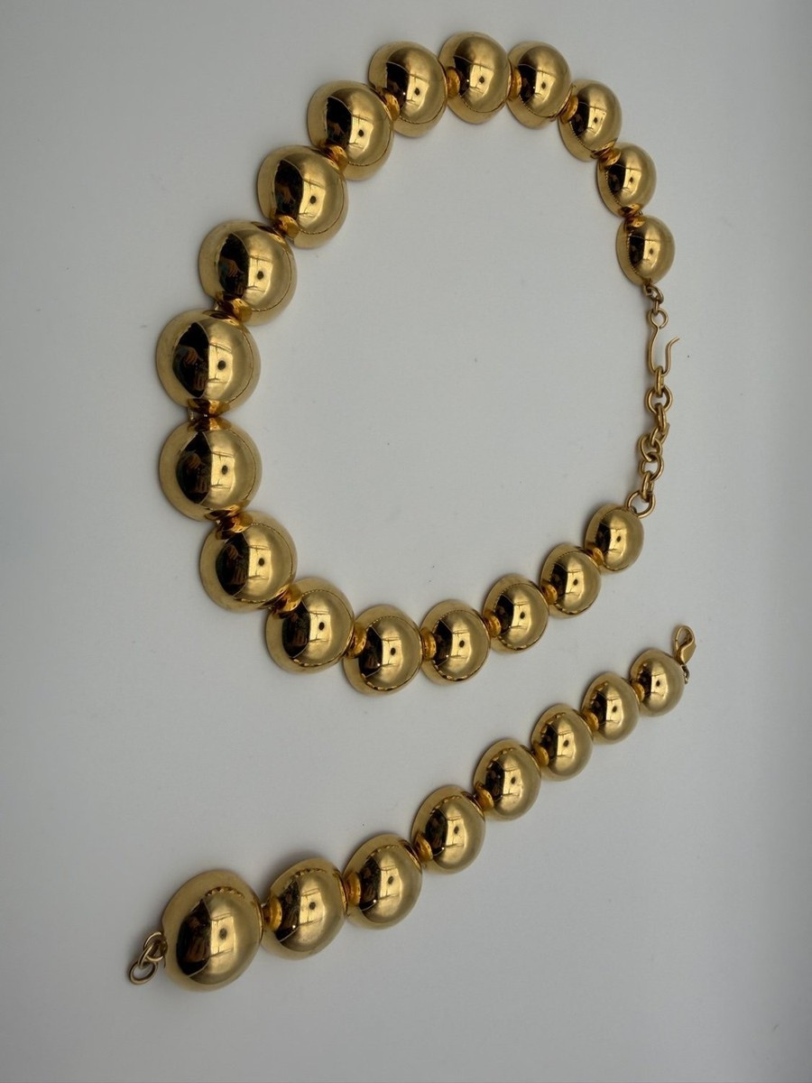 Monet Gold Tone Domed Half Sphere Bracelet & Necklace Set Modernist 1980s | eBay | eBay US
