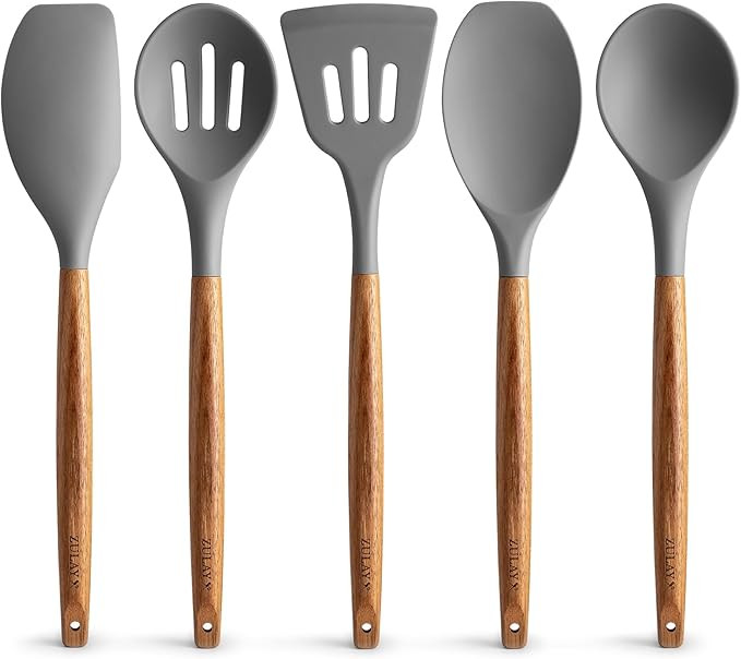 Zulay Kitchen Utensils Set Non-Stick Silicone Cooking Utensils Set with Authentic Acacia Wood Han... | Amazon (US)