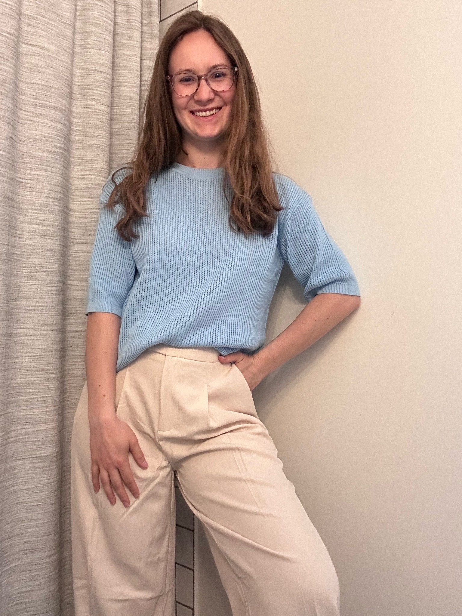 Soft neutrals + a pop of blue 💙✨

Today’s outfit is giving effortless and polished—this lightweight knit top paired with tailored trousers is my go-to combo when I want to look put together without overthinking it. Comfortable, flattering, and perfect for a busy day 🤍

Easy to dress up for work or keep it casual with flats or sneakers!

#LTKStyle #LTKWorkwear #LTKOutfitOfTheDay

#LTKootd #LTKSeasonal #LTKWorkwear