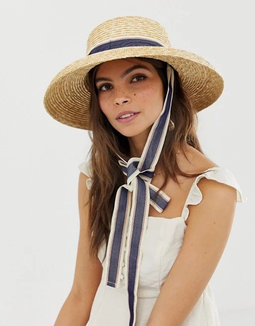 ASOS DESIGN turned edge natural straw hat with changeable ties | ASOS US
