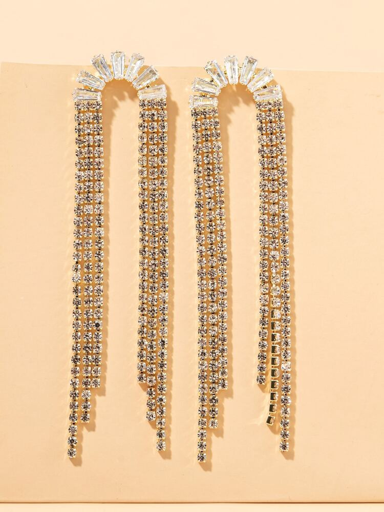 Rhinestone Tassel Decor Drop Earrings | SHEIN