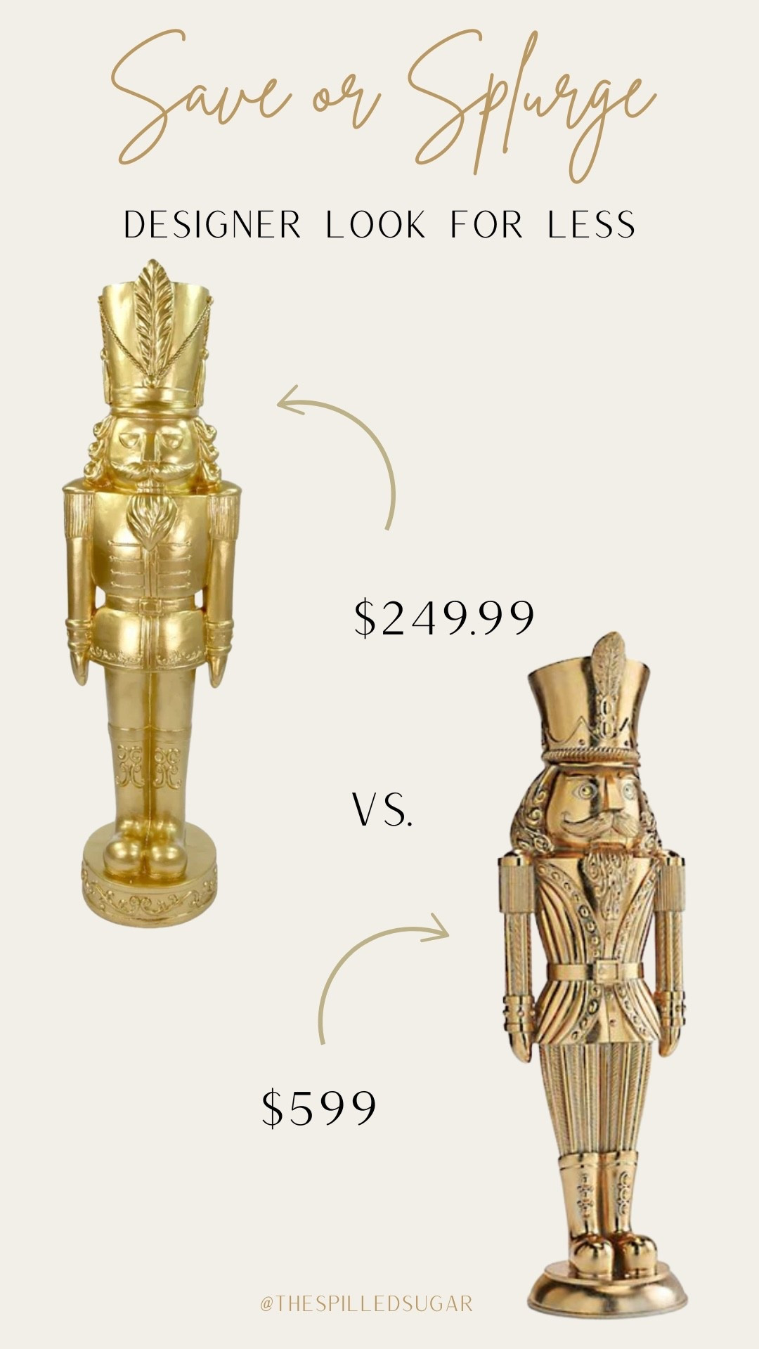 Designer look for less! Frontgate outdoor gold nutcracker - originally $799 - on sale for $598. Or Walmart outdoor gold nutcracker for $249.99!

Designer dupe, Walmart finds, Christmas 2025, Christmas porch, Christmas outdoor decor, Christmas decor 

#LTKHoliday #LTKHome #LTKSeasonal