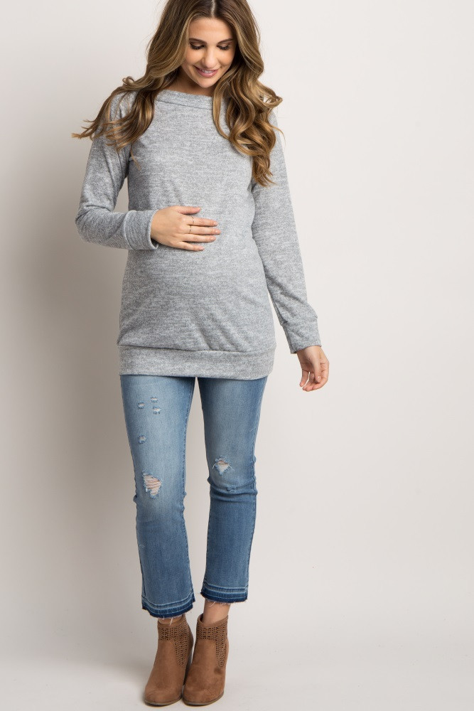 Heather Grey Basic Maternity Sweater | PinkBlush Maternity