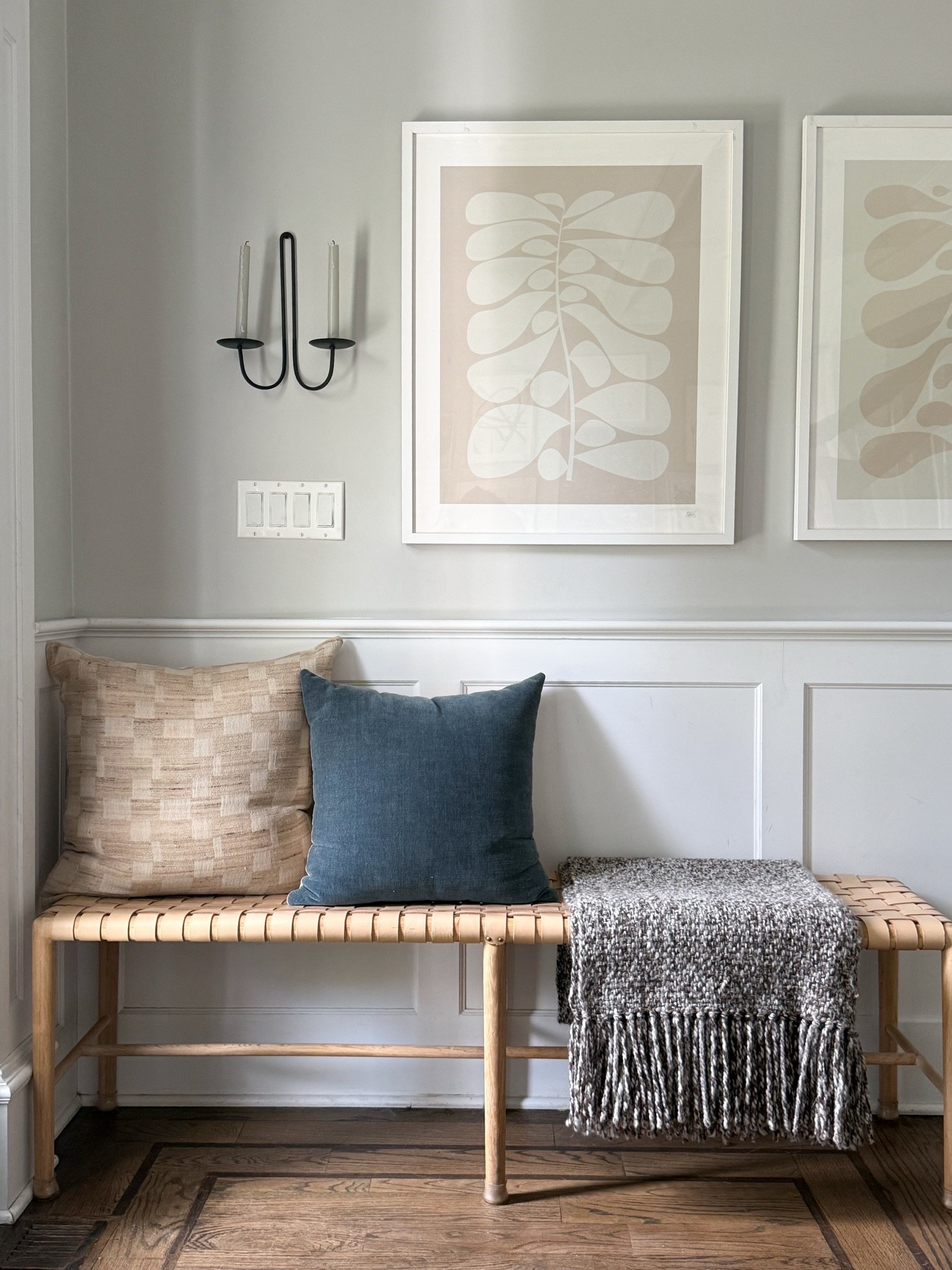 One of my favorite ways to make an entryway feel more welcoming is by treating it like the rest of the house instead of just a pass-through space. A woven bench, layered pillows, a cozy throw, statement artwork, and a simple wall sconce create a spot that’s both beautiful and functional. It’s a small moment, but it sets the tone the second you walk through the door.

entryway bench, entryway décor, woven bench, wall sconce, throw pillows, throw blanket, entryway styling, cozy home décor, neutral home, Girl on the Hudson

#LTKHome #LTKSeasonal