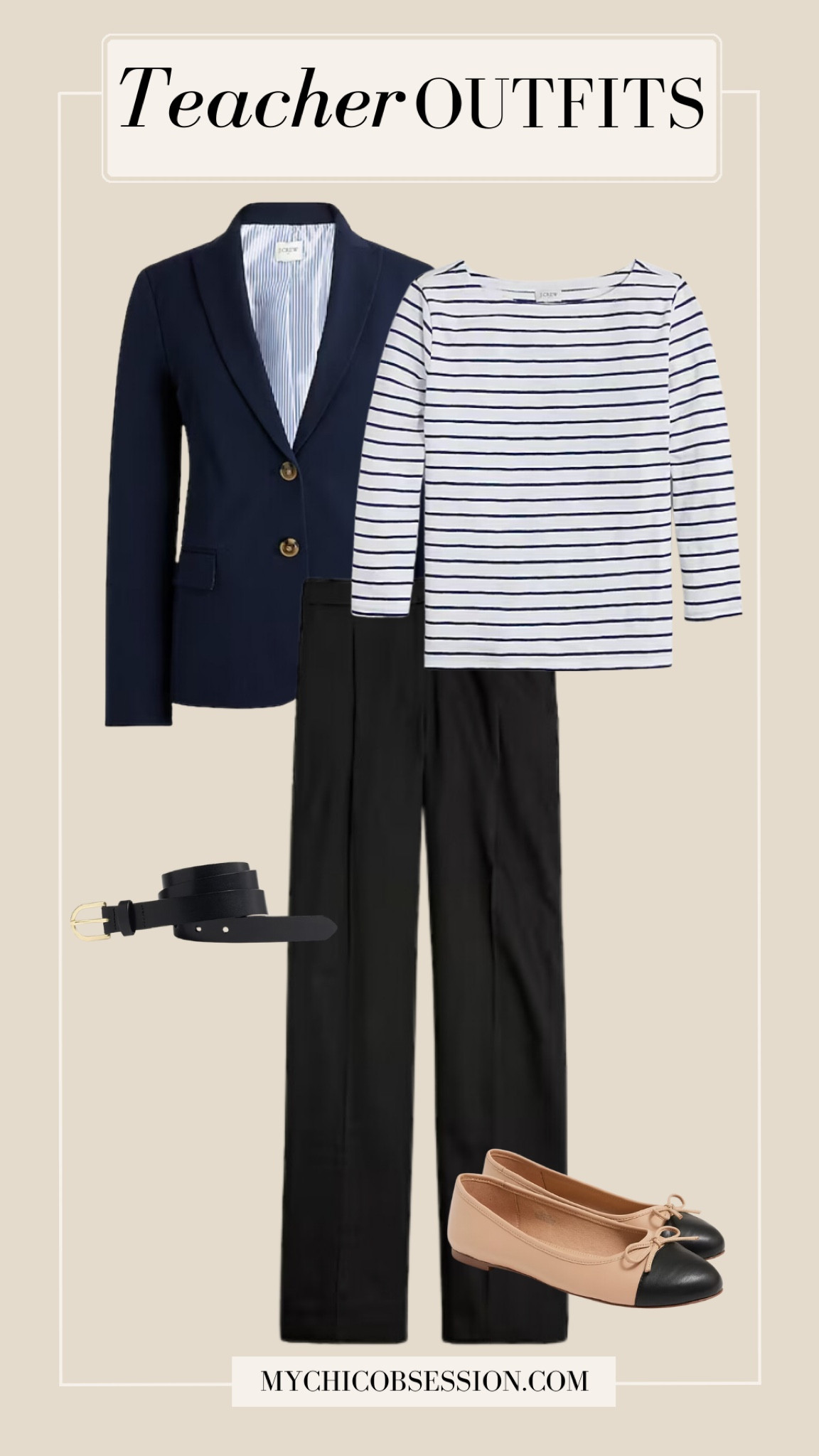 Looking for teacher outfits as you head back to school? This teacher outfit idea is fashionable and easy to wear!

blazer, striped boatneck shirt, ballet flats, black pants 

#LTKBacktoSchool #LTKWorkwear