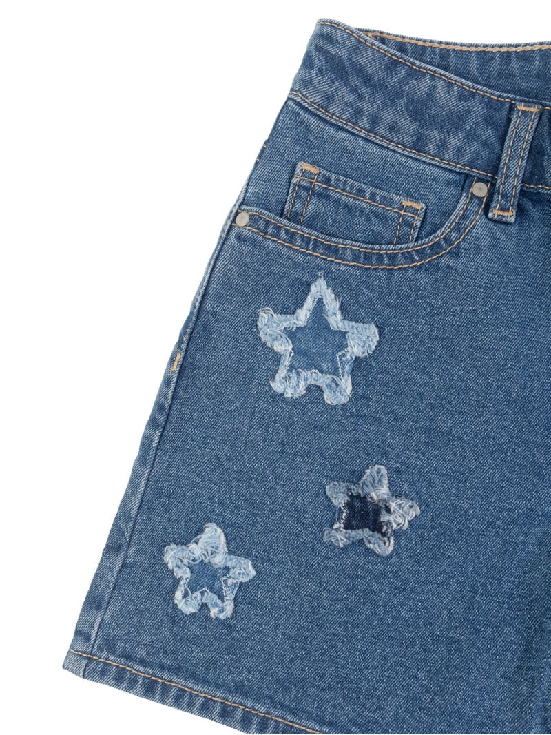 Wonder Nation Girls Baggy Denim Shorts, Size 5-18 - Walmart.com | Walmart (US)