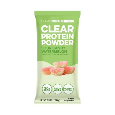 Clean Simple Eats Clear Protein Powder Sour Candy Watermelon - 1.00oz/1 Stick: Whey Protein Isolate, 20g Protein | Target