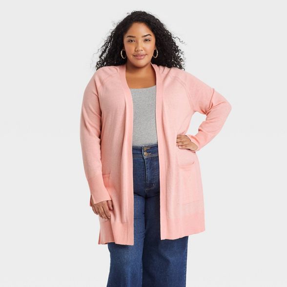 Women's Plus Size Cardigan Sweater - Ava & Viv™ Coral | Target