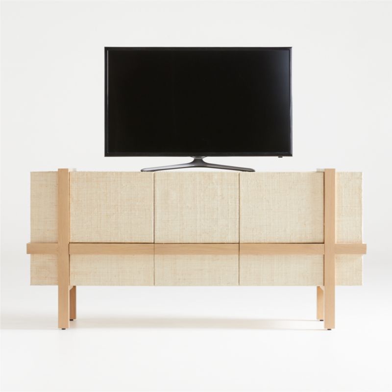 Sands Grasscloth Media Console/TV Stand with Storage + Reviews | Crate & Barrel | Crate & Barrel