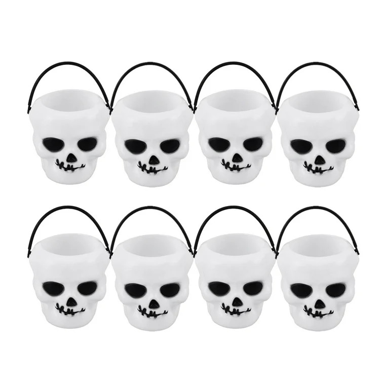 12pcs Halloween Candy Bucket Portable Skull Head Bucket Children Trick or Treat Candy Pail Holder | Walmart (US)