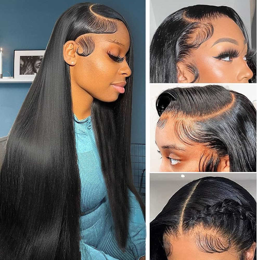 Straight Lace Front Wigs Human Hair Pre Plucked 180% Density 13x4 Frontal Wigs Human Hair 26 Inch... | Amazon (US)